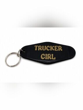 Trucker Girl Retro Motel Keyring Black Gold